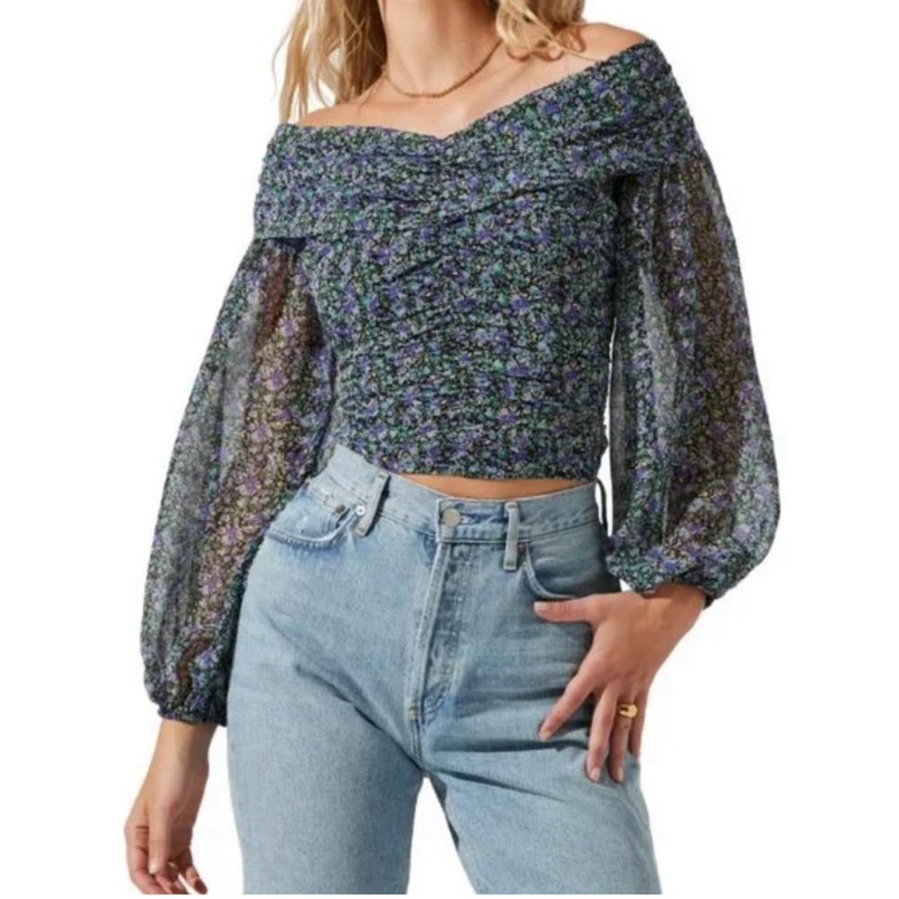 ASTR Women’s Purple Multi Floral Blouse, Size S